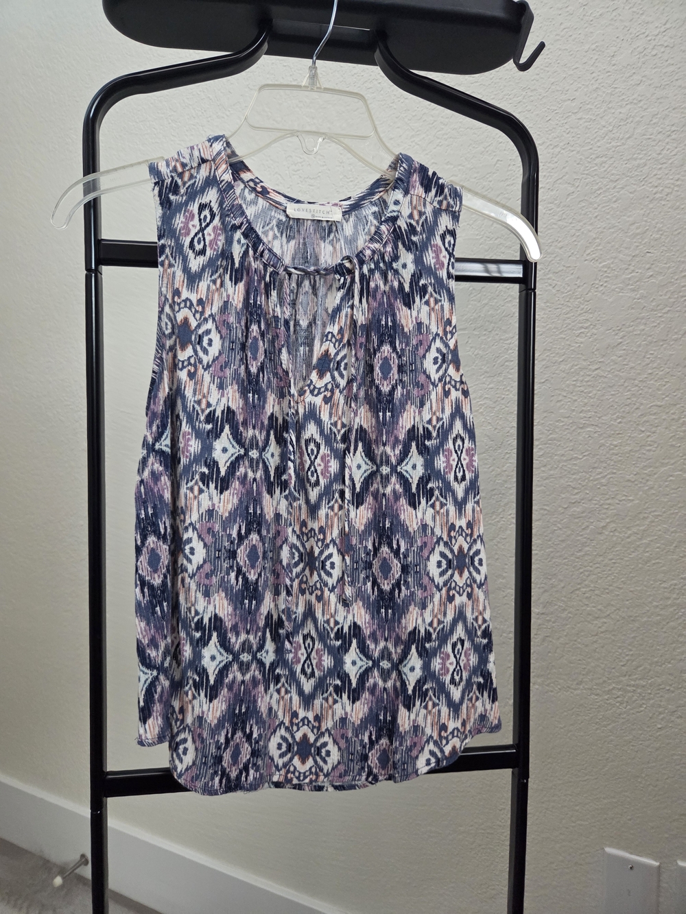lovestitch Navy & Pink Ikat Sleeveless Camisole